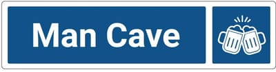 Man cave deurbordje met zelfklevende strip | Forex Re materiaal | 20 x 5 cm