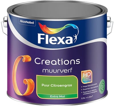 Flexa - Creations Muurverf Extra Mat - Puur Citroengras - Mengverf - 2,5 L