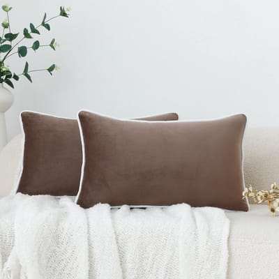 Set van 2 Luxe Decoratieve Kussenhoezen van Zacht Velvet voor Bank en Slaapkamer 30 x 50 cm Bruin