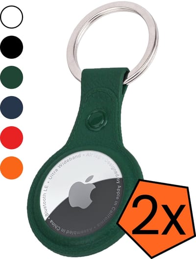 Hoesje Geschikt voor Apple AirTag 2e generatie Sleutelhanger Hoes Leren - Leder Look Hoesje Geschikt voor Apple AirTag 2-Sleutelhanger Hoesje Case - Donkergroen - 2 PACK