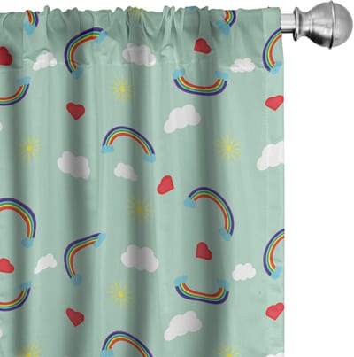 ABAKUHAUS Vorhänge – Regenbogen-Wolken – 2x75x245 cm – Mint Green Multicolor