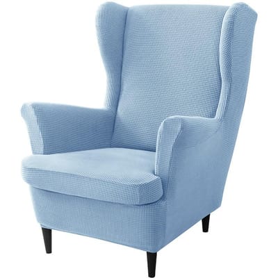 3-delige slipcover set voor hoge fauteuil met armleuningen en voetenbank, 2-delige rekbare jacquard hoekstoelhoezen met kussenhoes, bankbeschermer 2 pieces set
