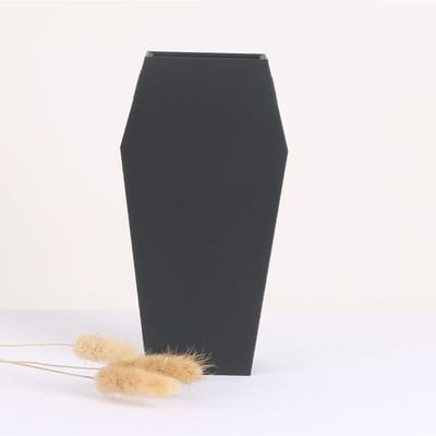 1 stuks 3D-geprinte decoratieve vaas in de vorm van een doodskist, zwarte minimalistische vaasdecoratie, vaas voor droogbloemen, innovatieve kunstdecoratie black