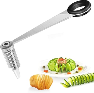 Spiraalsnijder van roestvrij staal, groentesnijder, spiraal voor aardappelen, groentesnijder voor creatieve spiralen voor fruit, aardappelen, komkommers of wortelen