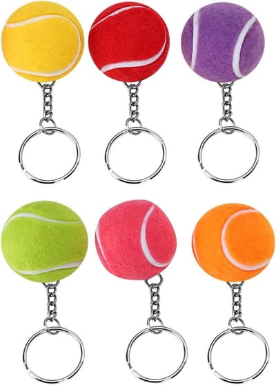 Tennisbal Sleutelhanger - Sporttas Hanger - Sleutel Decoratie - Zachte Fluweel Afwerking - 4 cm Diameter - Meerdere Kleuren