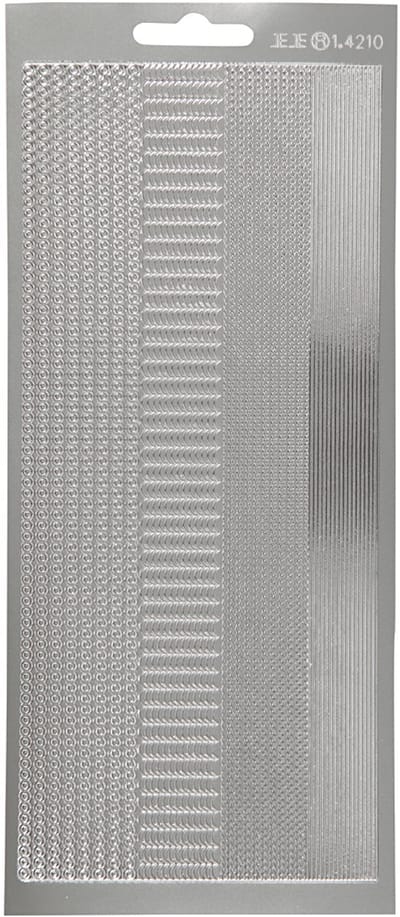 Stickers, randen, vel 10x23 cm, zilver, 1 vel