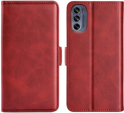 MobyDefend Hoesje - Geschikt voor Motorola Moto G62 - Luxe Wallet Book Case (Sluiting Zijkant) - Rood