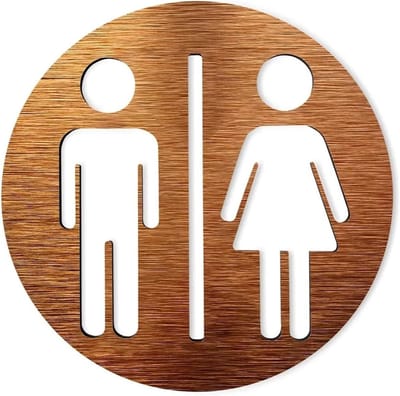 Badkamerbordje - Toiletdeur bord - Locatie aangeven - Zelfklevend - 10 x 10 cm - Goud