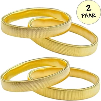 Fako Bijoux Set Van 2 Paar Mouwophouders Goud - 4 Stuks - Sleeve Holder - Mouwophouder Dames Heren - 4x Goud - 20cm - Metaal