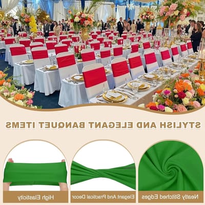 Premium Spandex Stoelsjerpen Strikken - 100 Elastische Stretch Stoelhoes Bandjes voor Bruiloft, Verjaardagsfeest en Decoratie in Groen