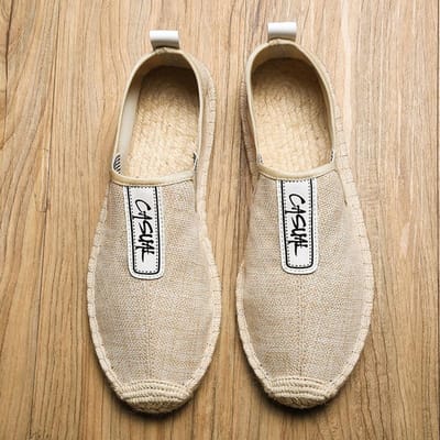 Linnen Heren Casual Schoenen Loafers Heren Flats Weven Vissersschoenen Heren Handgemaakte Flats Espadrilles Elegante Rijschoenen Heren 39