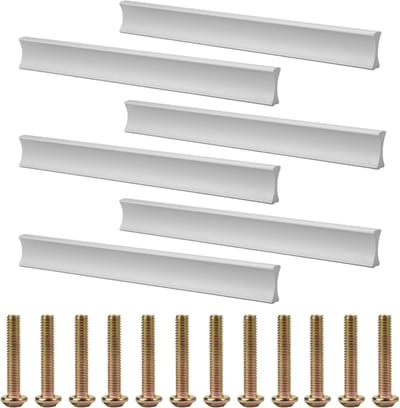 Set van 6 Aluminium Kastgrepen met 128mm Bevestigingsafstand voor Keukens, Laden en Kasten - Inclusief Schroeven