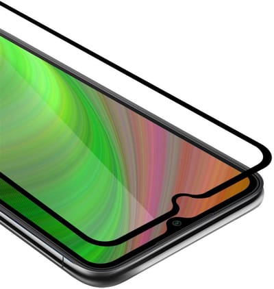 Cadorabo Screenprotector geschikt voor Xiaomi RedMi 9C Volledig scherm pantserfolie Beschermfolie in TRANSPARANT met ZWART - Gehard (Tempered) display beschermglas in 9H hardheid met 3D Touch