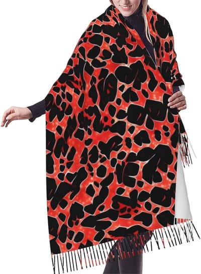 Dames Sjaal - Pashmina Sjaals - Feestelijke Gelegenheid - Zachte Textuur - 195 x 68 cm - Rood Luipaard