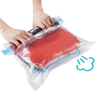 Famanu – Ruimtebesparende reisopbergzakken set (4 x S - 3 x M - 3 x L) - herbruikbare vacuüm- en compressiezakken - bespaart tot 75% opslagruimte - oprolbaar zonder pomp of stofzuiger - ideaal voor koffer en handbagage