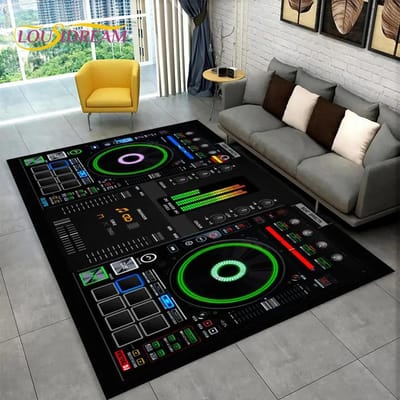 Tapis de zone de clavier d'écran de musique DJ 3D, tapis pour salon, chambre à coucher, canapé, paillasson, décor de couloir, tapis de sol antidérapant pour Yoga sportif 40x60cm(15x23in)