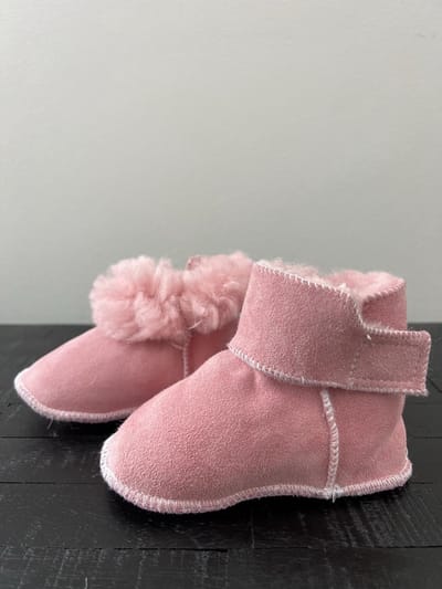 Noordiq - Babyslofjes/pantoffels Schapenvacht Leer - Roze - Maat 0-6 Maanden
