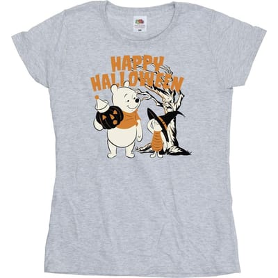 Disney Dames/Dames Winnie The Pooh en Knorretje Vrolijk Halloween T-shirt van katoen (Sportgrijs)
