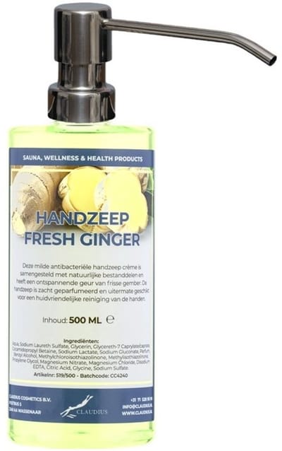 Handzeep Fresh Ginger 500 ml - met gratis RVS zilverkleurige pomp