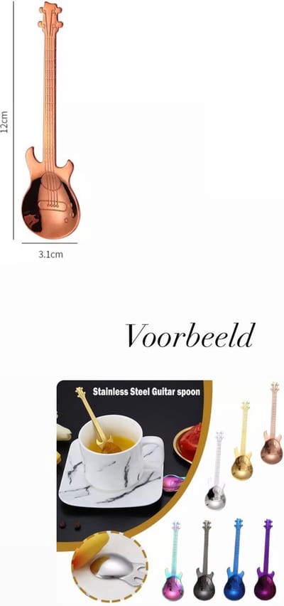 Akyol - Theelepeltje Gitaar - RVS Koffielepel - Thee en Koffie Lepel - Bronskleurig lepel - lepel gitaar - rock gitaar - koffie lepel - theelepel