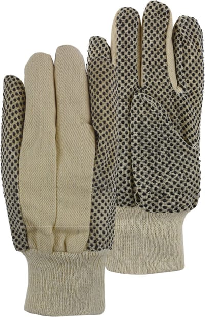 25x 12 paar - Katoenen werkhandschoenen PSP 20-405 Polka Dot, met zwarte nopjes (per doos van 25x 12 paar)