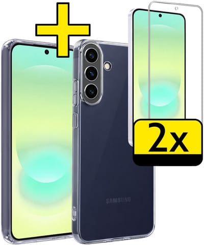 Hoesje - Met 2x Screenprotector - Geschikt voor Samsung Galaxy A37 - Sterk & Shockproof - Back Cover - Siliconen Case - Telefoon Hoes - Telefoonhoesjes - Transparant