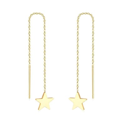 Aramat Jewels | Oorhangers | RVS Doortrek Oorbellen Ster Goudkleur - Trendy Hangers | | | | | | Kinderen, Volwassenen | Verkleurd niet