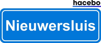 Hacebo - Plaatsnaam Sticker - 29x10 CM - Nieuwersluis sticker - Verkeersborden sticker - grappige cadeaus - Nieuwersluis
