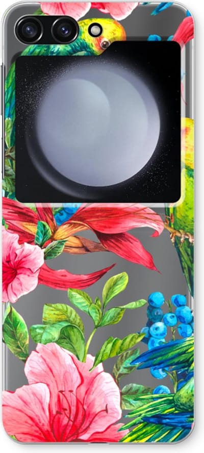 Case Company® - Hoesje geschikt voor Samsung Galaxy Z Flip5 hoesje - Papegaaien - Soft Cover Telefoonhoesje - Bescherming aan alle Kanten en Schermrand