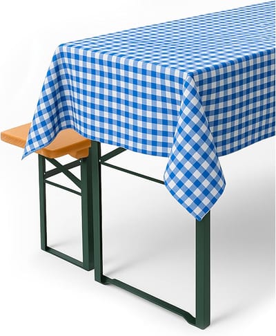 Geruite Tafelkleed 130x460 cm Katoen Boerenruit Groen Wit Landelijk