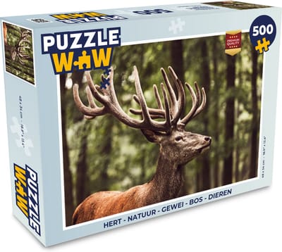 Puzzel Hert - Natuur - Gewei - Bos - Dieren - Legpuzzel - Puzzel 500 stukjes