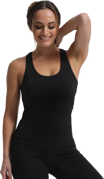 Dancer Dancewear® Zwarte Sporttop | Dames danstop | Zwart danstopje | "URBAN" | Topjes dames | Met Racerback | Maat S