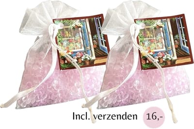 Geurparels 2x 'Boles d'olor Flower Shop' - Inclusief verzenden - Bloemen - Geurkorrels - Geurzakje - Geurbuiltjes - Geurbuiltje - Geurverfrisser - Luchtverfrisser - Verfrisser - Parfum - Frisse geur - Hanger - Kledingkast - Kleding - Kast - Roze