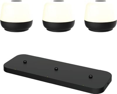 Luxus Europe - Tafellamp Naxos Zwart - Draadloze Tafellamp Buiten - Set van 3 - Oplaadbaar - USB-C - Dimbaar - Warm Wit - Waterbestendig