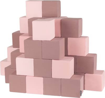 KiddyMoon Soft blokken 14cm blokjes: heather roze 48 Foam blokken speelgoed