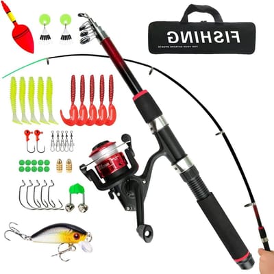 Complete Visset voor Kinderen met Telescopische Hengel, Reel, Aasdoos en Draagtas - 150CM Camouflage Hengelset voor Beginners en Jongeren