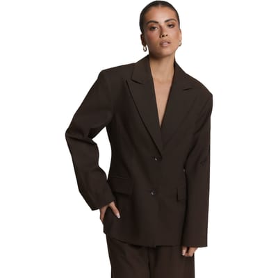 Alix The Label Ladies Woven Fitted Blazer Blazers Dames - Bruin - Maat L
