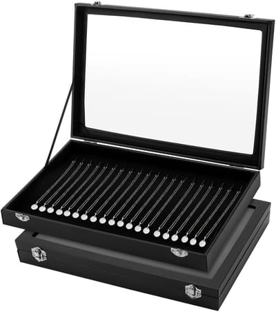 Dailygoods- Sieradenopbergdoos 2 stuks - Glazen deksel - Fluwelen opslag - 20 haken - Kettingen/armbanden - Afmeting 35 x 24 x 5 cm - Sieradenhouder