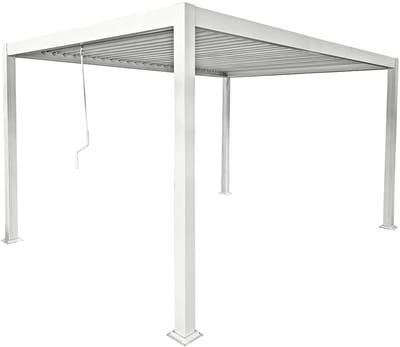 Vente-unique Bio-klimatische zelfdragende pergola van aluminium met draaibare lamellen - 12 m² - wit - AMALFI