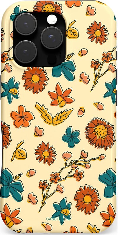 Casetastic hoesje geschikt voor Apple iPhone 16 Pro - MagSafe - Dubbellaagse bescherming - Boranisch veld - Fashion Case - Crème Terracotta Okergeel