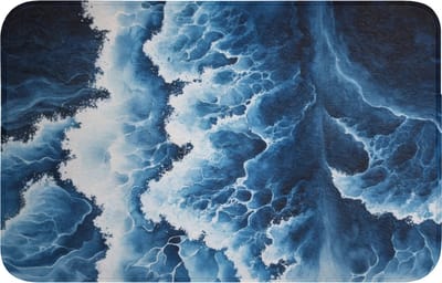 Badmat 80x50 cm - Antislip - Golven - Blauw - Schuim - Badmatten voor badkamer - Badkamermat - Douchemat - Badkamer mat