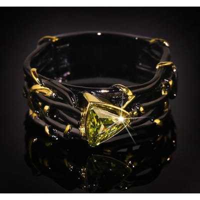 Bague Vintage Gothique Branche d'Arbre Noire 925 avec Zircon Brillant Vert Violet Rouge Bague Femme Fiançailles Bijoux Mode 10