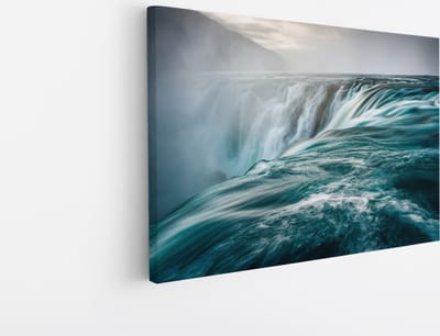 Saammp Canvas Schilderij - Waterval van dichtbij - Natuur - Botanisch - 45x30 - Foto op canvas - Wanddecoratie - Muurdecoratie Woonkamer - Slaapkamer decoratie - Canvas Print