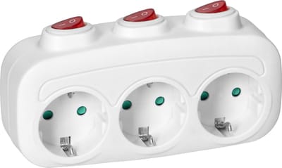 Bureau stekkerdoos met schakelaar - Verdeelstekker horizontaal 3-voudig - Stopcontact splitter - Verdeeldoos zonder snoer - Wit