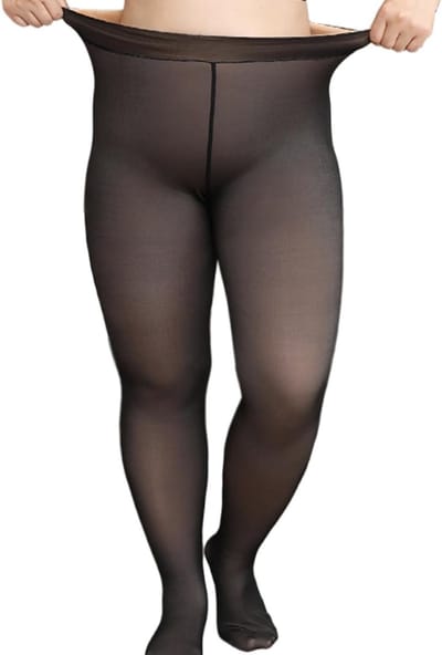 Dikke thermoleggings voor dames, fleece gevoerd en hoog in de taille, ideaal voor de winter met voldoende elasticiteit en nep-transparante uitstraling
