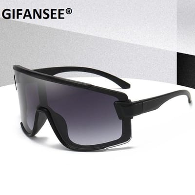 Vizier Zonnebril Masker Voor Dames Voor Heren Oversized Winddichte Bril Eén Stuk Groot Montuur Veiligheidsbril Zonnebrillen Sport UV400 Gafas as the picture black