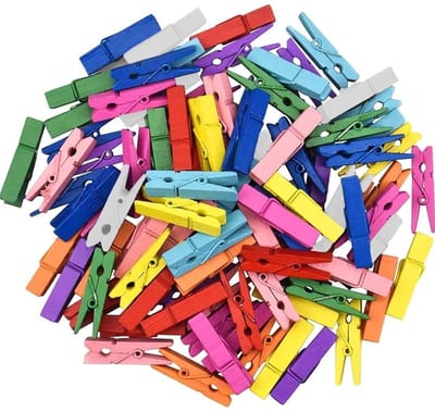 Dailygoods- Wasknijpers Houten - Mini Knijpers - 120 Stuks - Gekleurde Wasknijpers - Creatief Organiseren - Decoreren en Personalizen - Miniknijpers