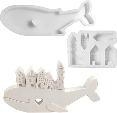 ByShane - Silicone mallen voor huis en walvis - 5 stuks met hartvorm - Visvormige mallen