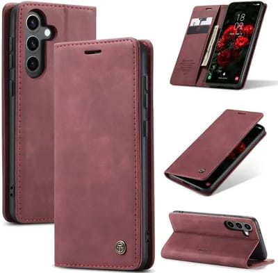 CaseMe Geschikt voor Samsung Galaxy S25 Plus - Book Case Hoesje met Standaard - Rood