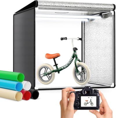 Mini Fotostudio met 6 Achtergronden en Dimmbare LED Verlichting voor Productfotografie, 50 cm en 5600 K, Opvouwbare Lichttent voor Professionele Resultaten